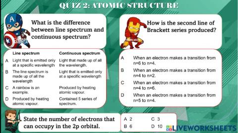 Quiz 2 atomic structure
