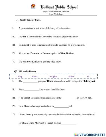 Computer worksheet