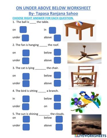 On under above below