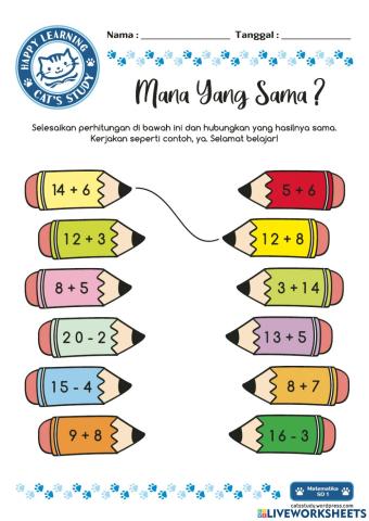 Memasangkan Hasil Penjumlahan