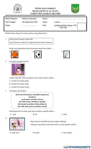 Penilaian Harian Bahasa Indonesia