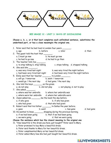 Bee English Grade 12