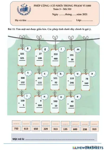 Cộng có nhớ số có 3 chữ số