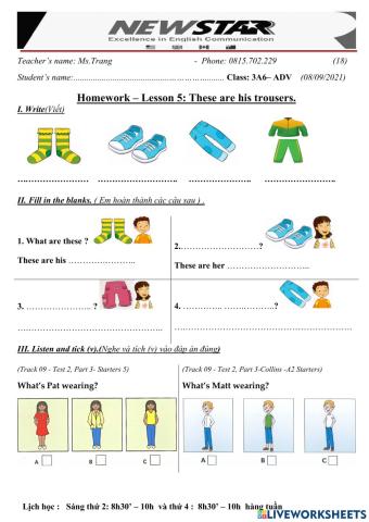 3A6-Lesson 5 These are his trousers- 08-09-2021