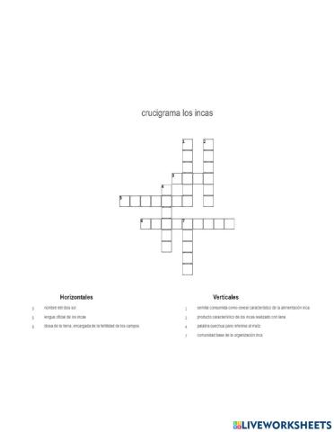 Crucigrama los incas 2