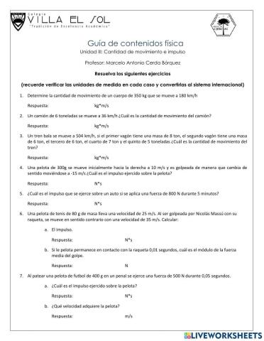 Cantidad de movimiento e impulso