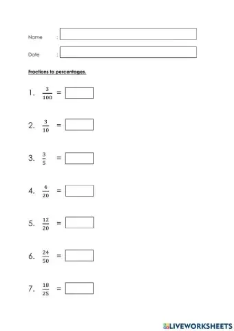 Express fractions to percentages