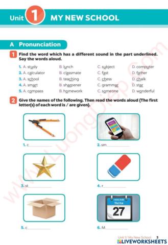 Worksheet for unit 1: Pronunciation