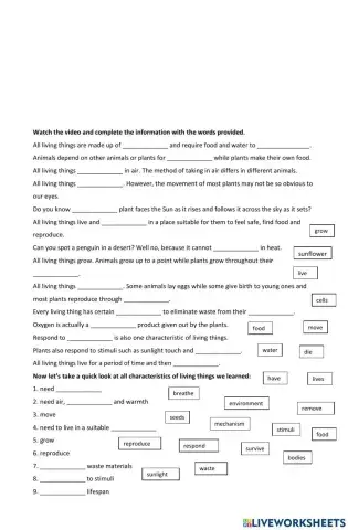 Characteristics of living beings full text