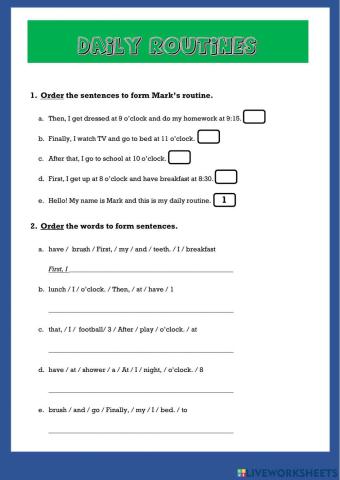 Daily Routines - Transition Words