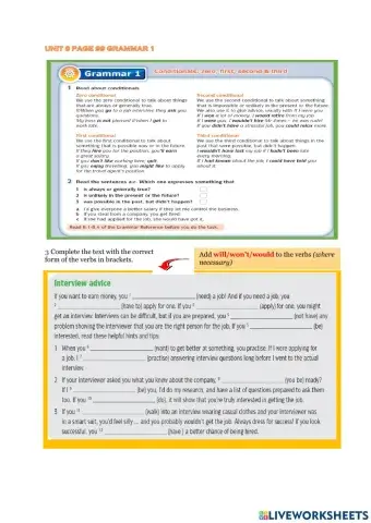 Conditionals:zero, first, second & third