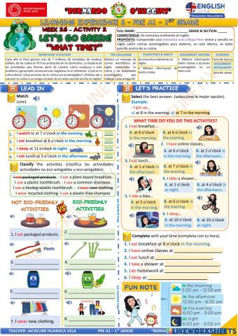 1° grado - PRE A1 - EDA 6 - activity 2 - Aprendo en casa