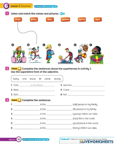 Superlatives practice - bright ideas 3