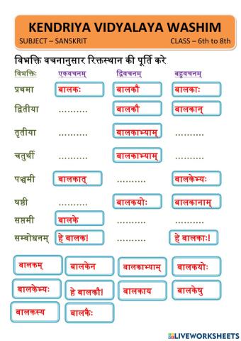 Sanskrit Vibhakti