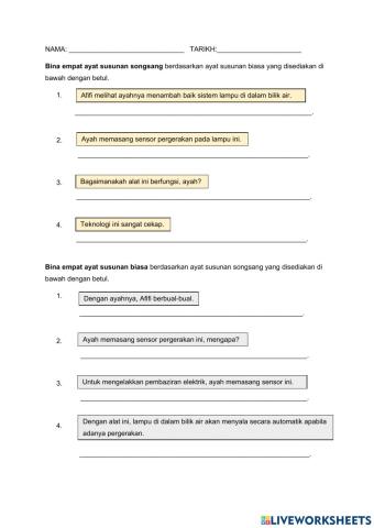 Ayat susunan biasa dan ayat susunan songsang