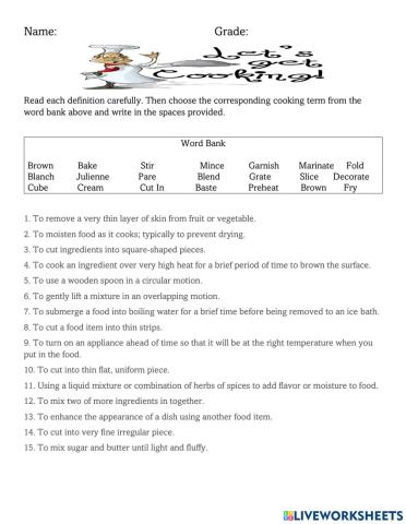 Cooking Terms