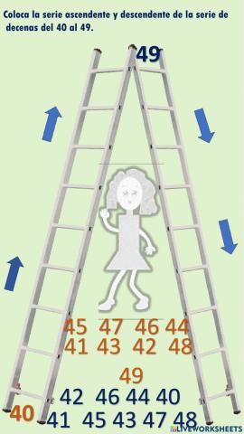 Coloca la serie ascendente y descendente del 40 al 49.