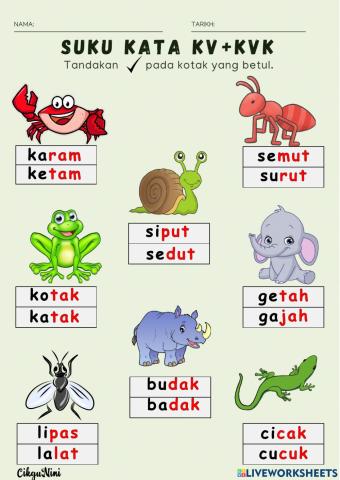 Suku kata KV+KVK