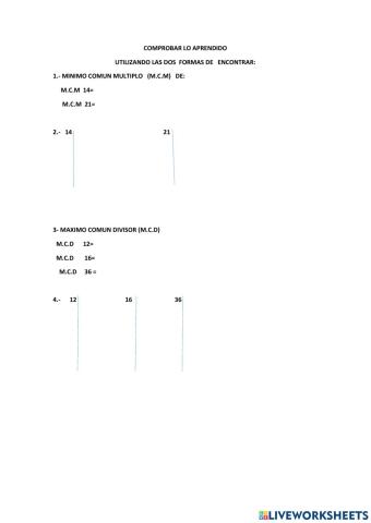 Maximo comun multiplo y minimo comun divisor