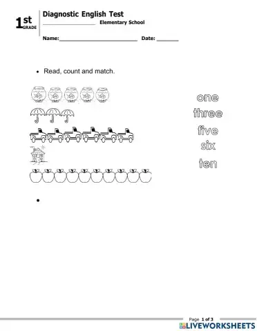 Diagnostic exam 1st grade
