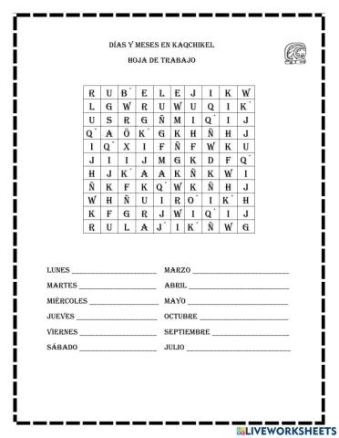 Días y meses en kaqchikel