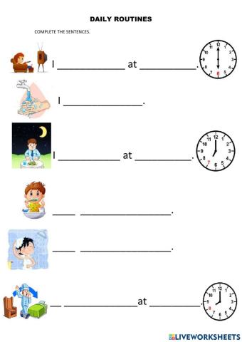 Daily routines sentences
