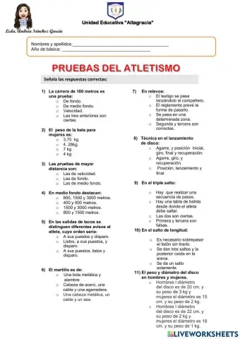 Atletismo lanzamientos, carreras y  saltos