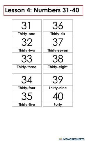 Numbers 31-40