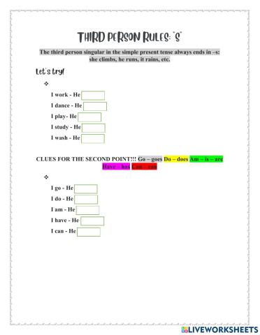 Third person rules - S