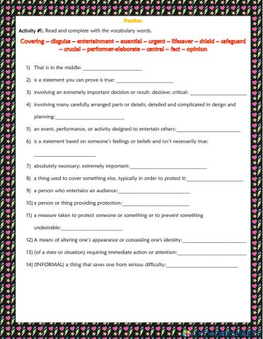 Vocabulary Unit -6 Matías