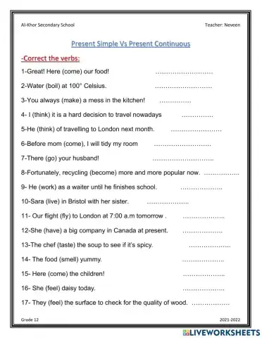 Present simple Vs present progressive