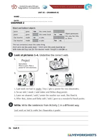 Direct and Indirect Objects
