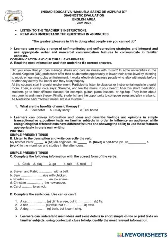 English diagnostic test