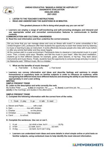 English diagnostic test