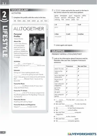 Present Simple (I- you- we- they) and free-time activities