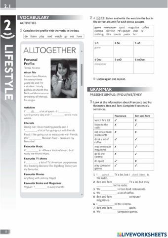 Present Simple (I- you- we- they) and free-time activities