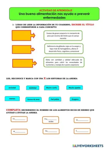 La alimentacion y la anemia