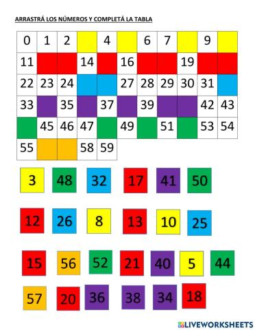 Numeración hasta el 59