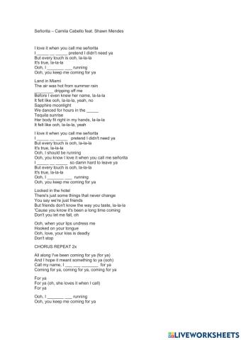 Song activity - Señorita