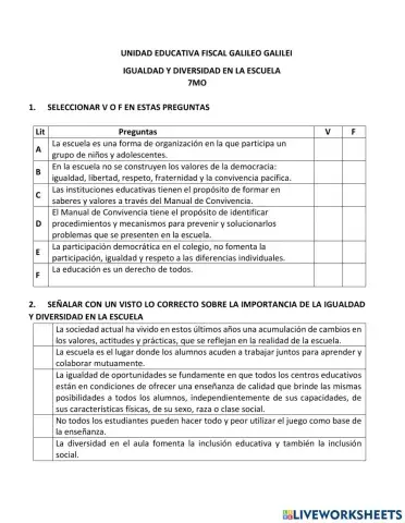 Igualdad y diversidad en la escuela