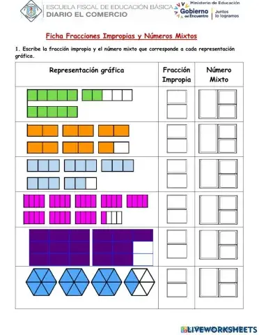 Ficha Fracciones Impropias y Números Mixtos