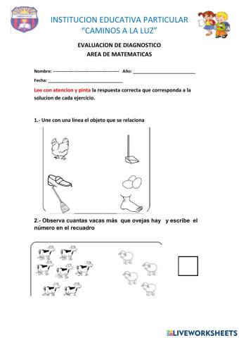 Evaluacion de diagnostico matematica