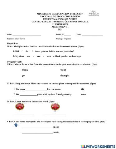 Simple Past and Irregular Verbs