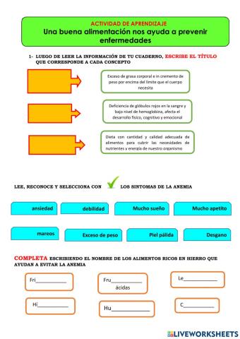Los alimentos y la anemia