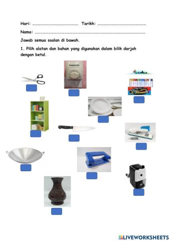 Latihan Peraturan dan Langkah Keselamatan Penggunaan Alatan dan Bahan dalam Bilik Darjah