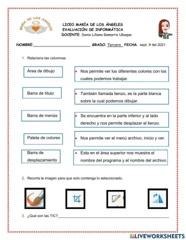 Evaluación informática y tecnología tercer grado