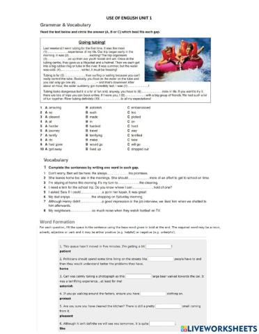 USE OF ENGLISH UNIT 1 