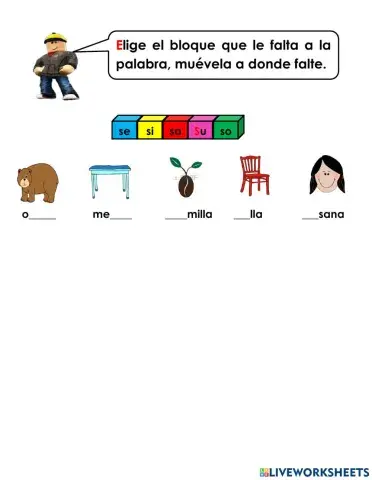 S:armar palabras con sílaba