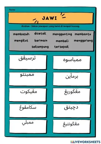 Jawi Tahun 3 (perkataan imbuhan awalan)
