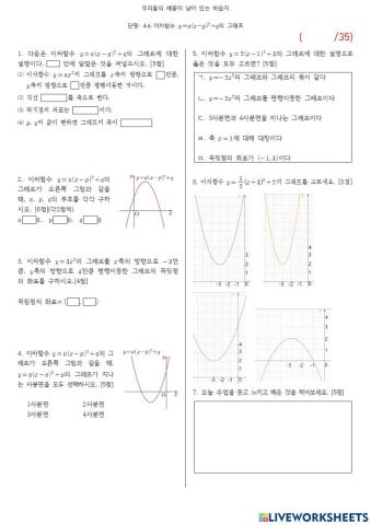 4.6 y-a(x-p)²+q의 그래프